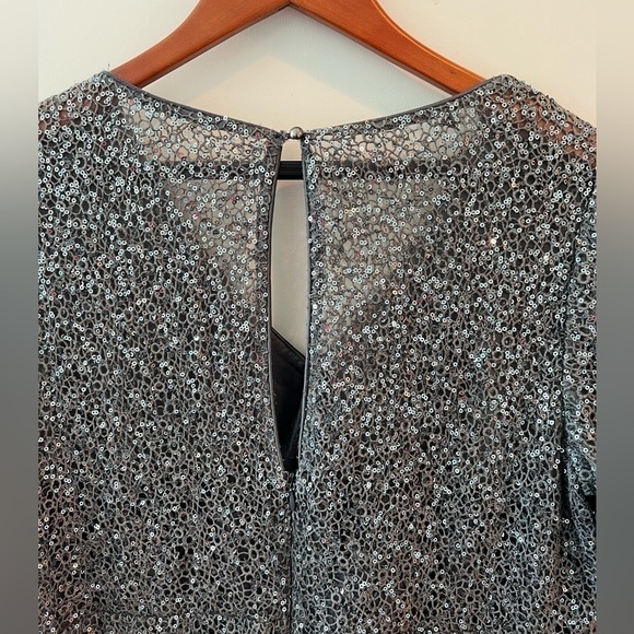 Kay Unger Grey Sparkle Jagged Edge Sheath Dress - Picture 10 of 16